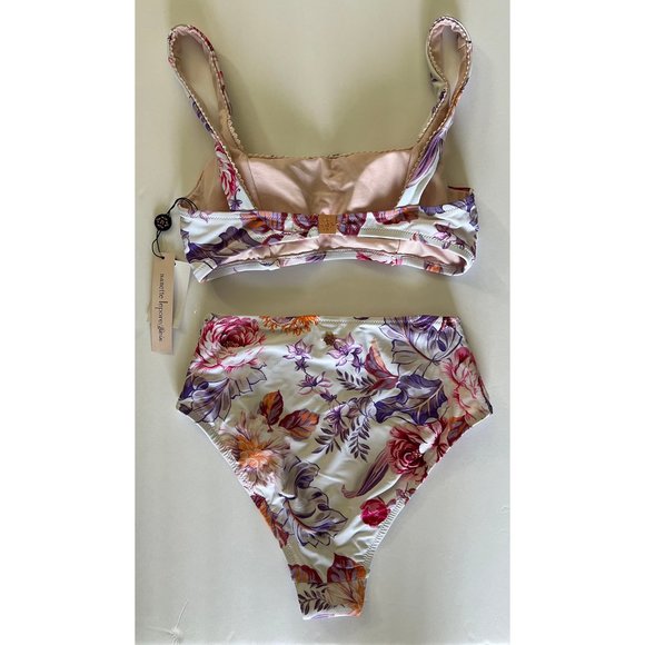 Nanette Lepore Cassia Square Neck High Waisted Bikini Set White Floral - Picture 3 of 8